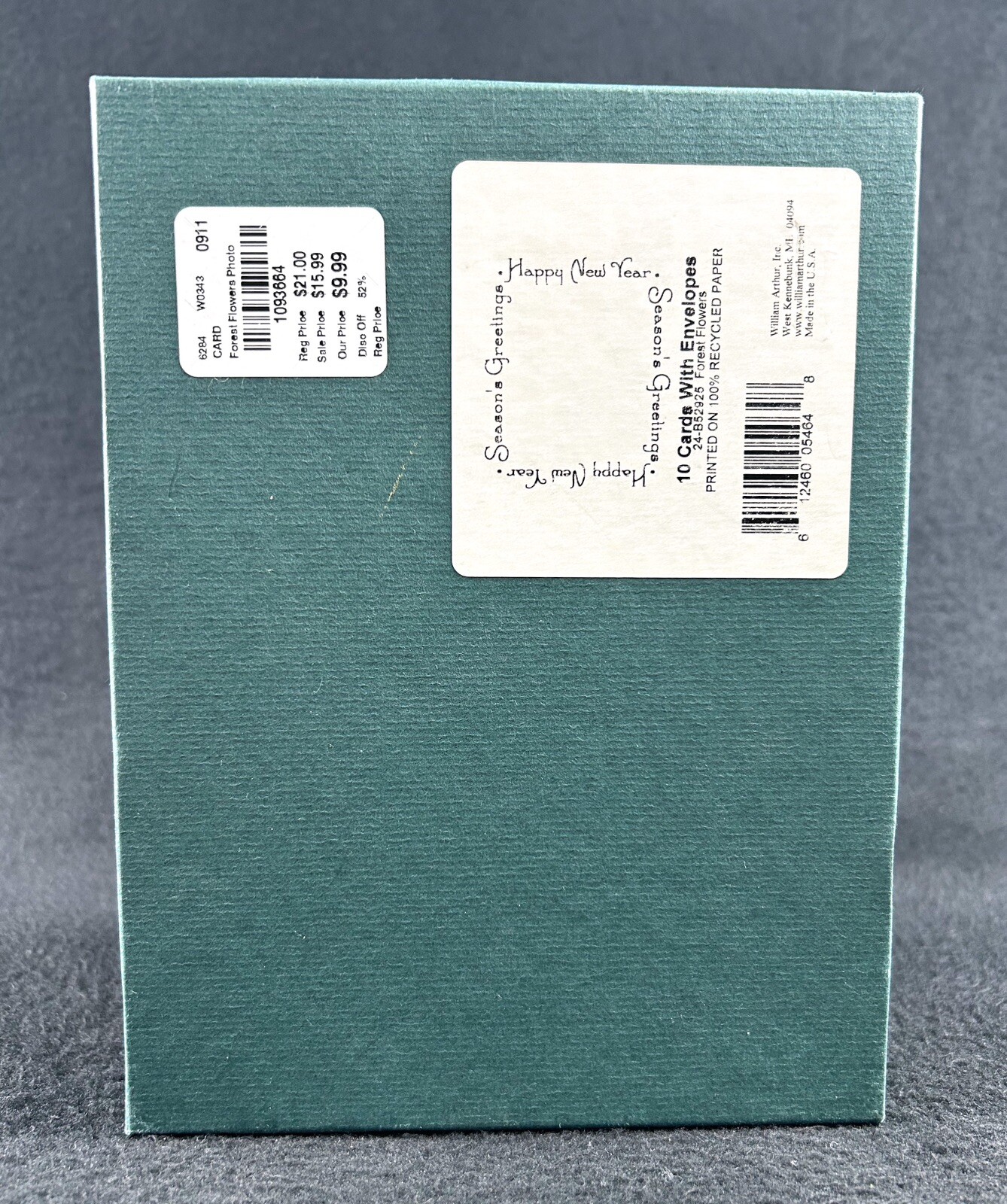 William Arthur Stationery 10 Card Set & Envelopes Photo Mount Forest Flowers OB