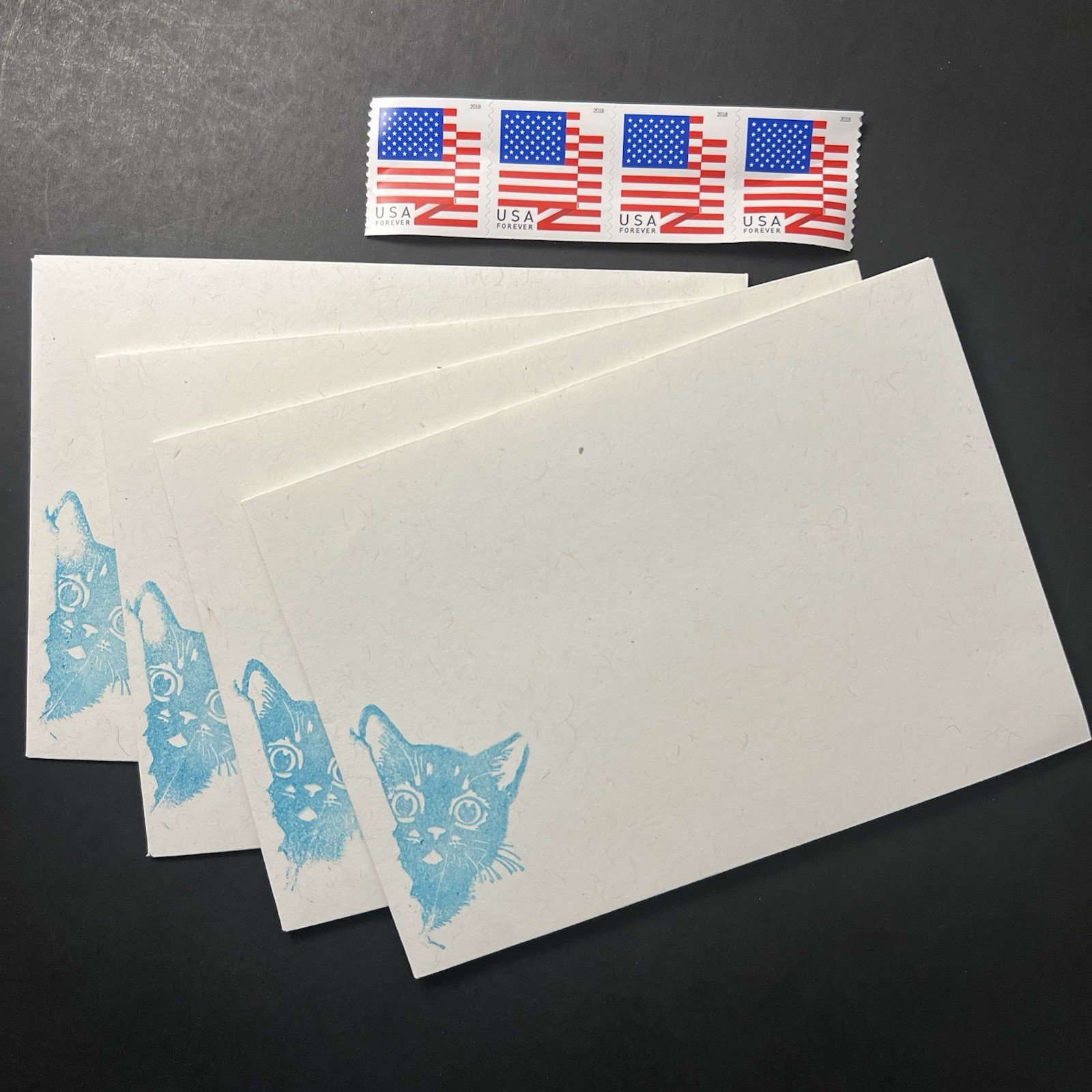 Set of 4 Vintage Nostalgic Cute Kittens BLANK Notecards w/Env/Seals/Stamps