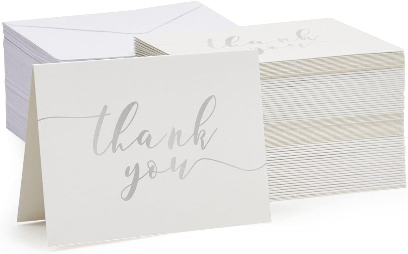 Thank You Notes with Envelopes Set – Blank inside for Personal Messages – Elegan