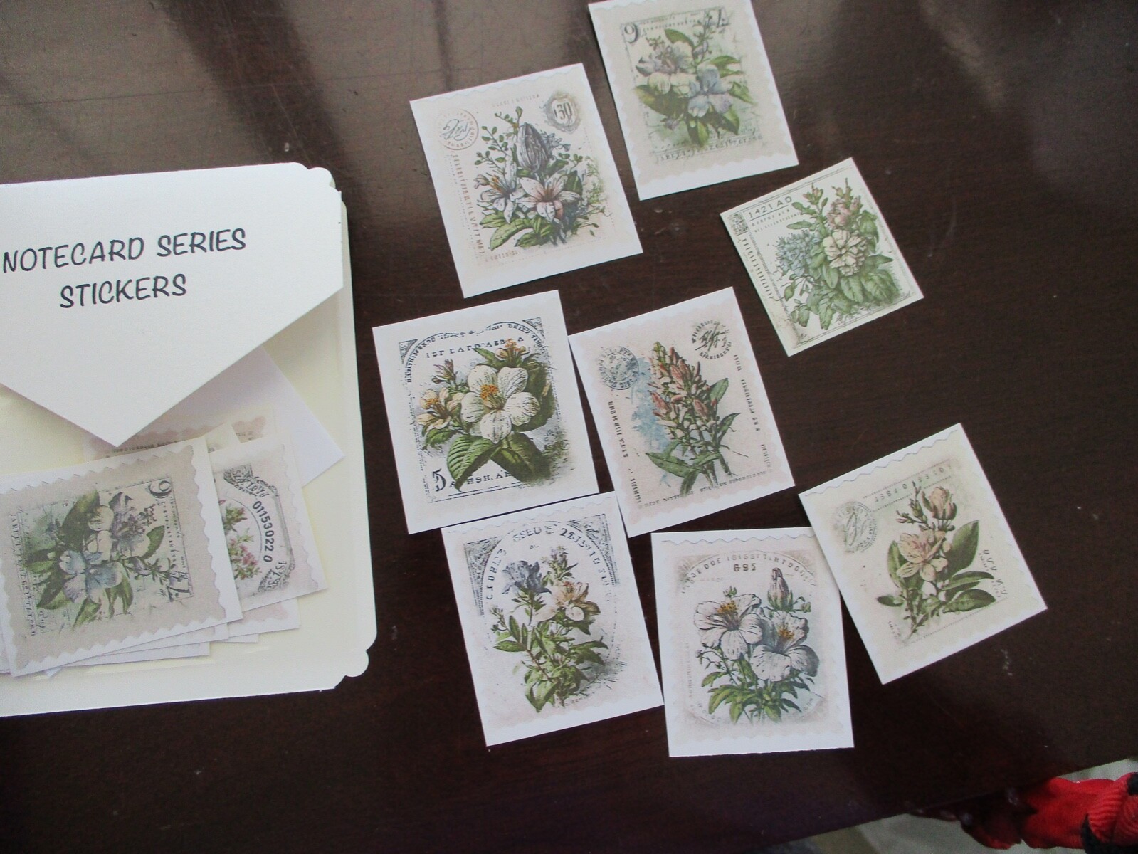 Set 8 Botanical & Ephemera Postcard Design Blank Cards+Envelopes+Seals