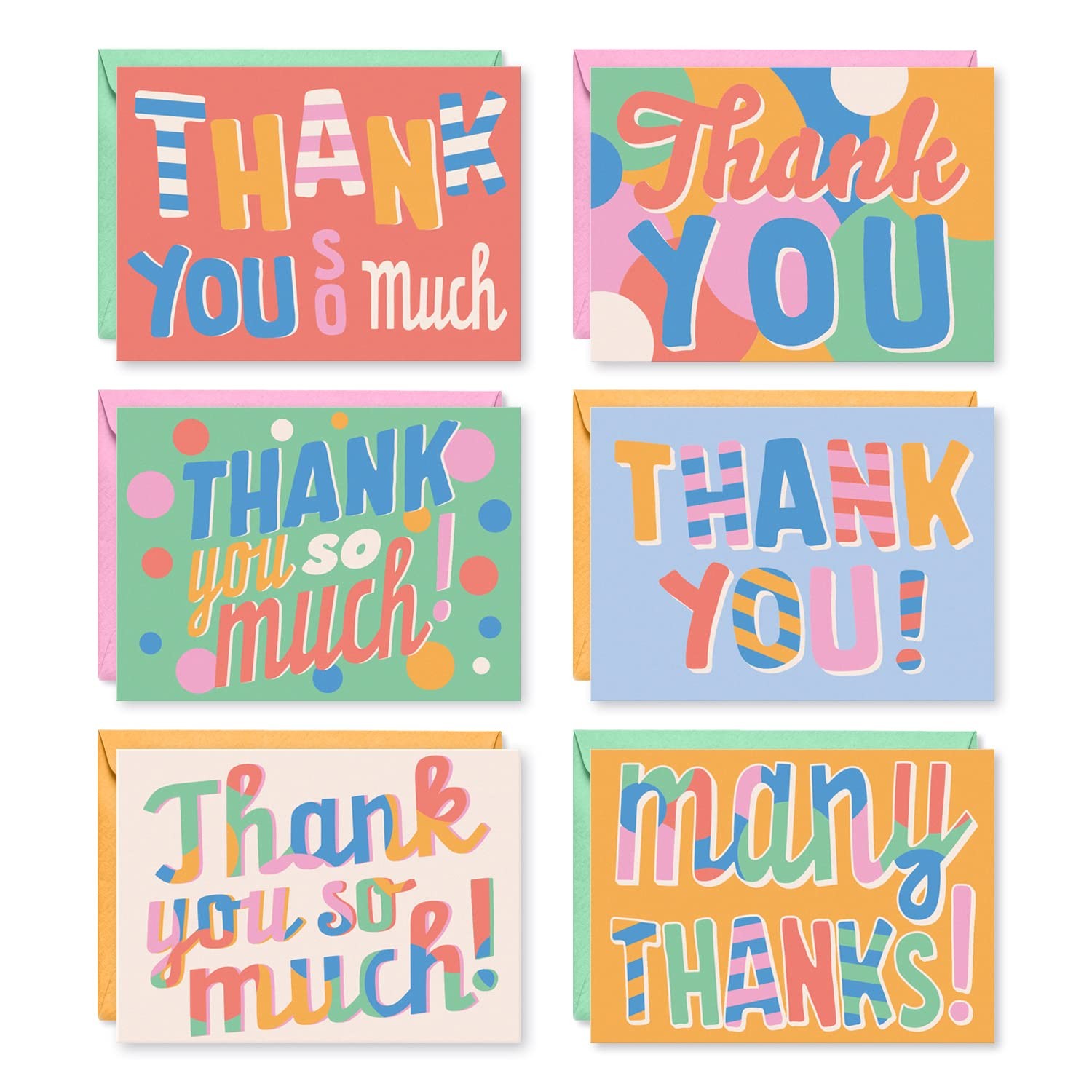 Blank Thank You Cards with Envelopes, 24 Pack, Gitude Notes, Colorful