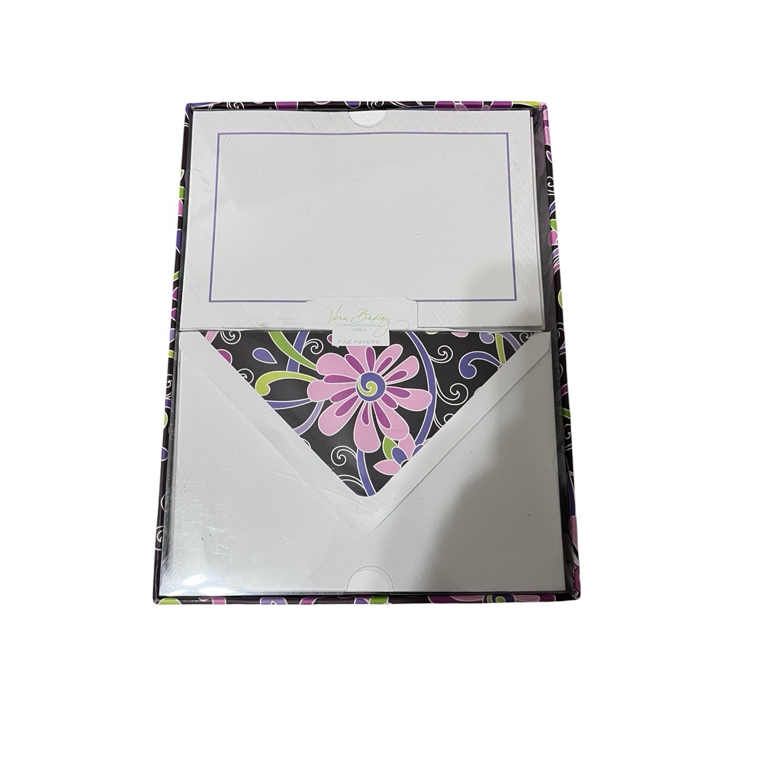 3 X Vera Bradley Correspondence Cards Set New Purple Punch