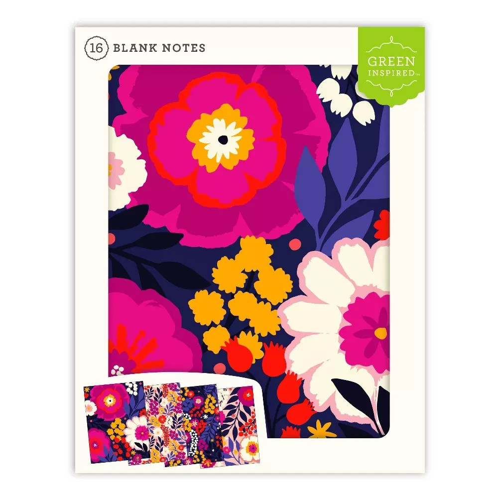 16ct Assorted Blank Note Cards Bright Bloom, Floral, Envelopes