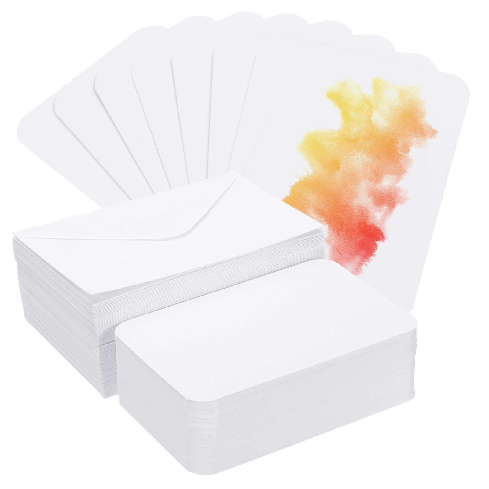 100 Sets Watercolor Cards Postcards Rounded Corners with Envelopes 4×6 Inch