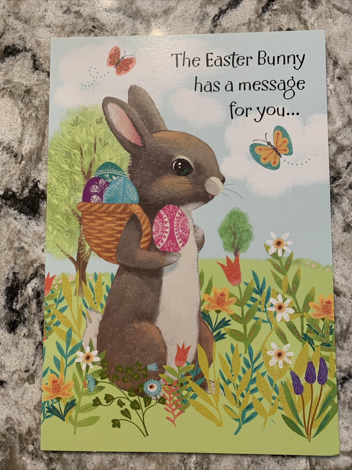 Easter Bunny Has A Message For You Kids Family 5.5”x8” Hallmark Greeting Card