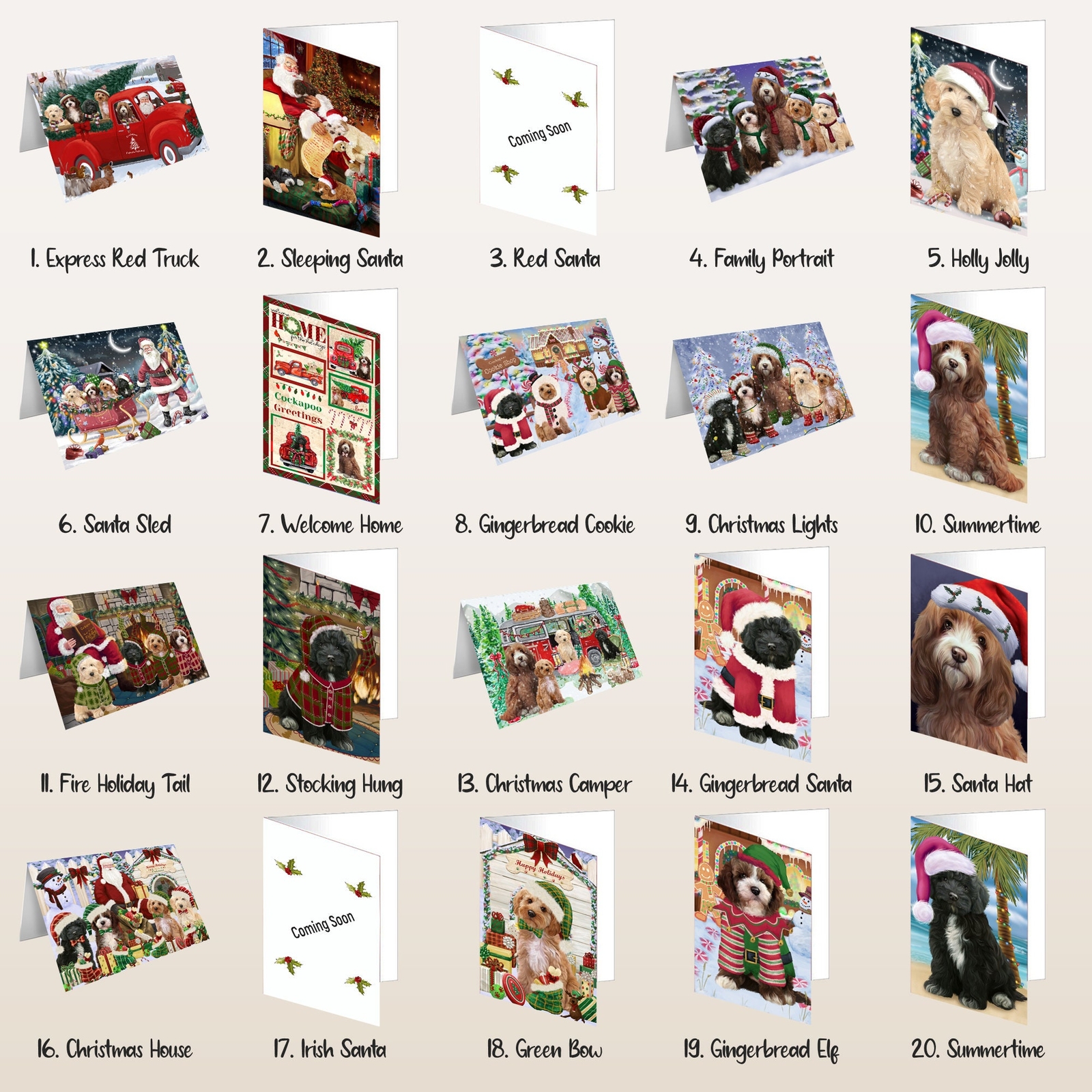 Cockapoo Dog Greeting Cards and Note Cards with Envelopes Christmas NWT