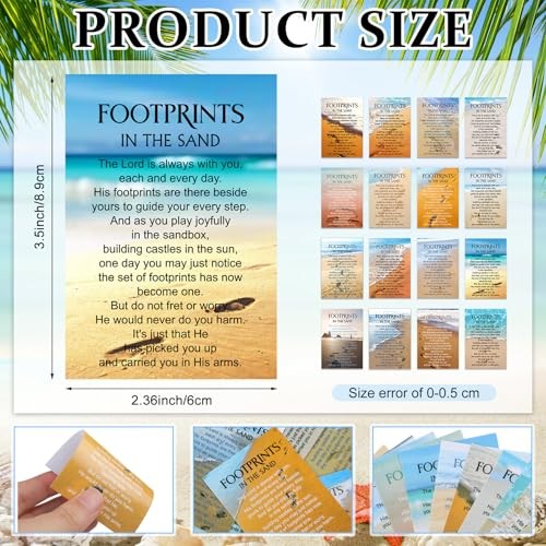 160 Pcs Prayer Card Religious Bible Verse Pocket Wallet Footprints in the Sand