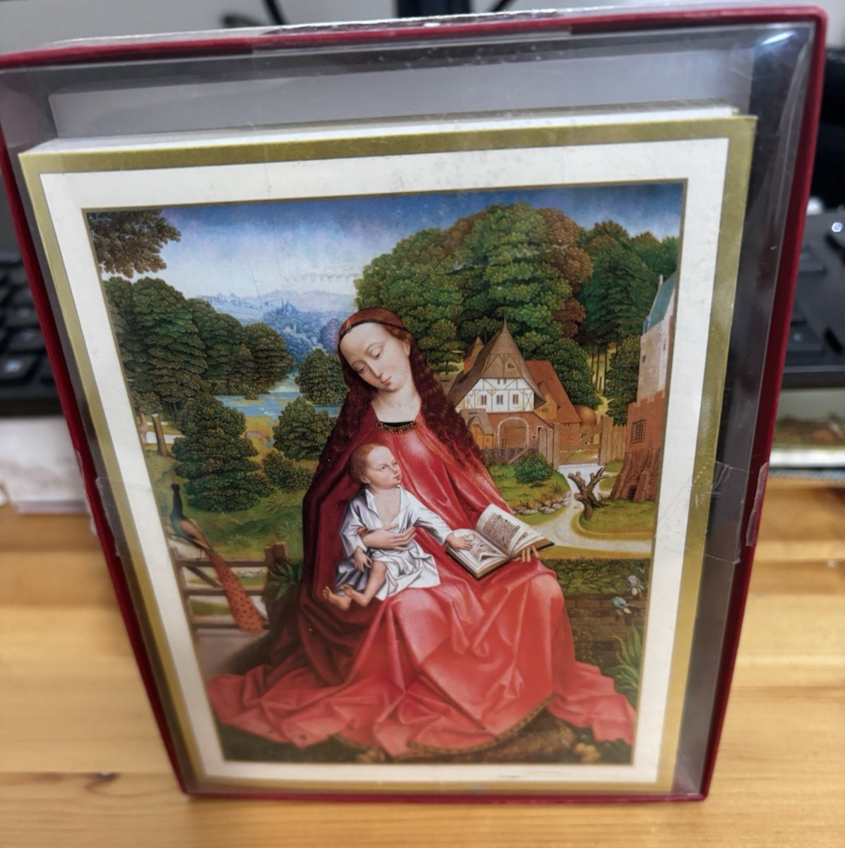 Caspari Boxed Christmas Cards Virgin and Child in a Garden NIOB 14 cards 16 env