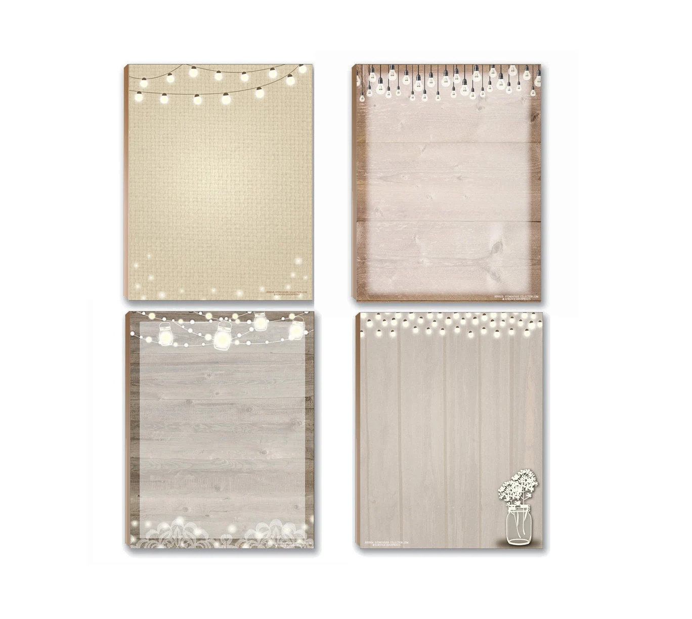 Rustic Notepad Assorted Pack – 4 Rustic Wood Notepads- 661