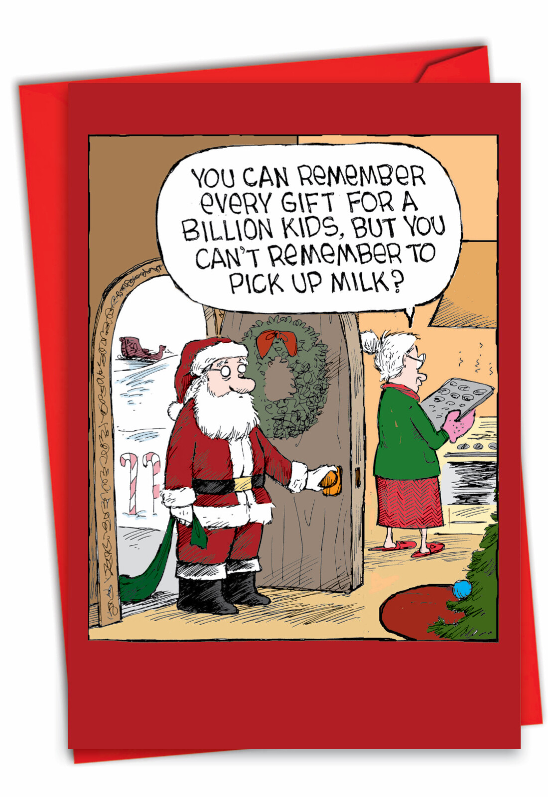 1 Funny Christmas Card with Envelope – Remember The Milk C4335XSG