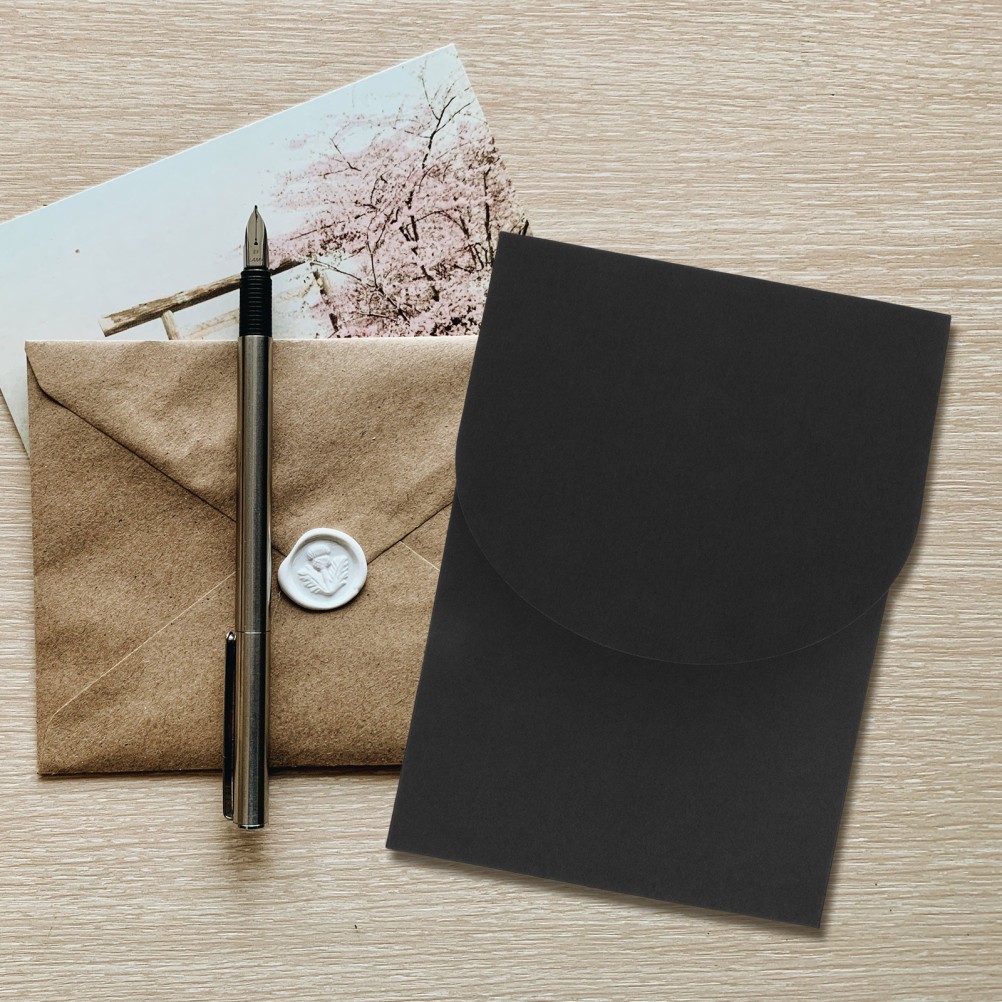 20Pcs Black Blank Envelopes for Cards Smooth Writing Paper for Party Invitations