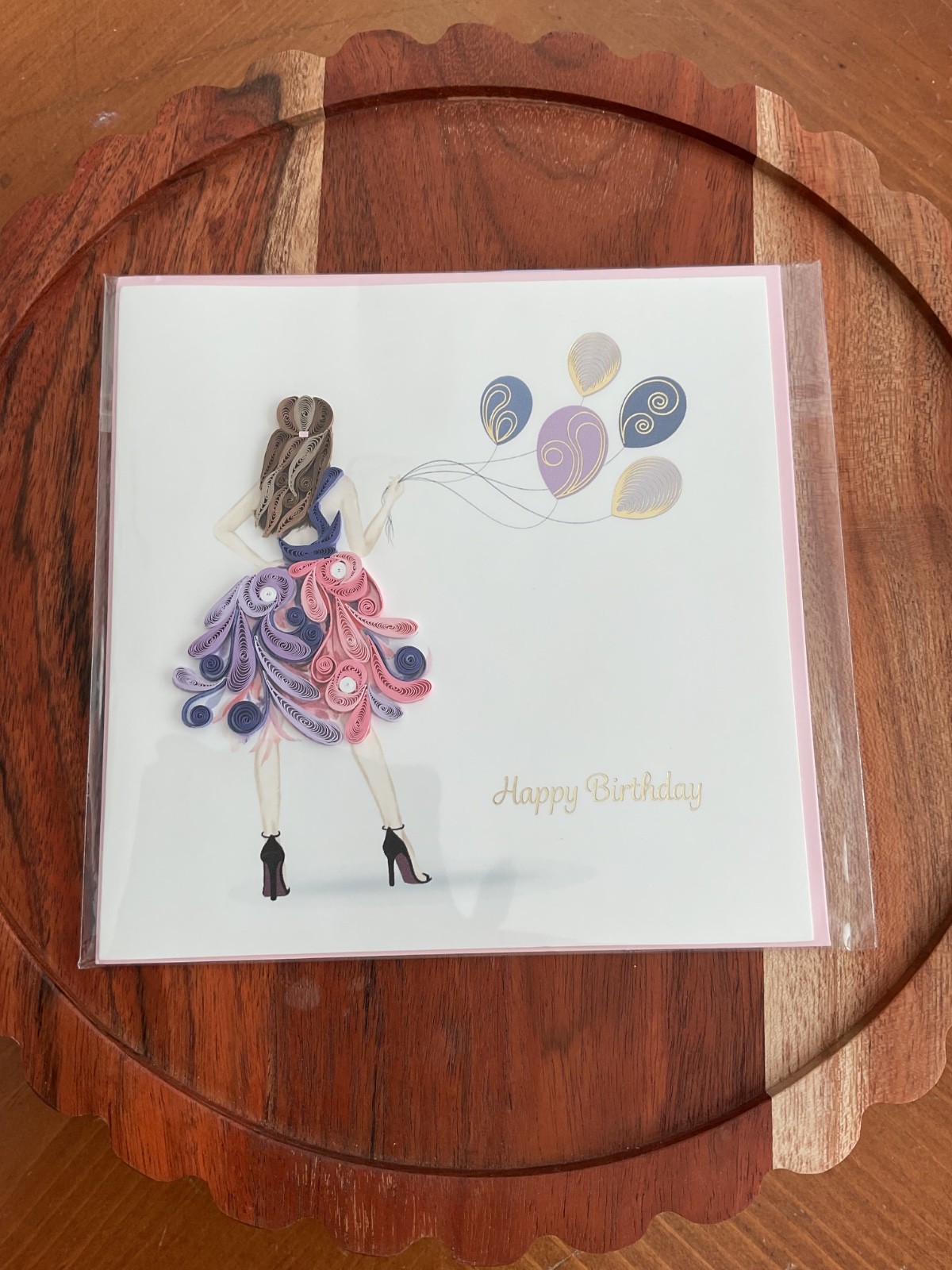 Quilling Card Quilled Happy Birthday girl with balloons New , free shipping