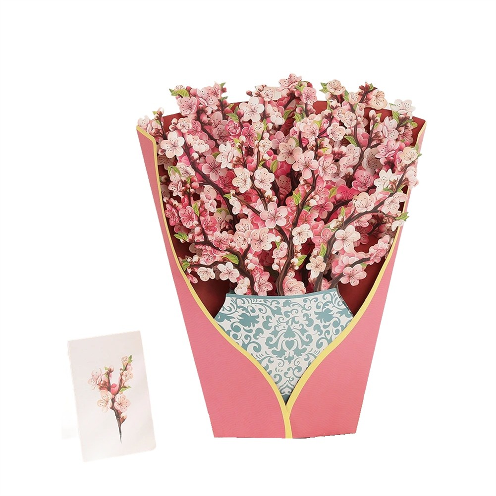 – Cards, Cherry Blossoms, Sized Forever Flower Bouquet 3D Popup Greeting2019