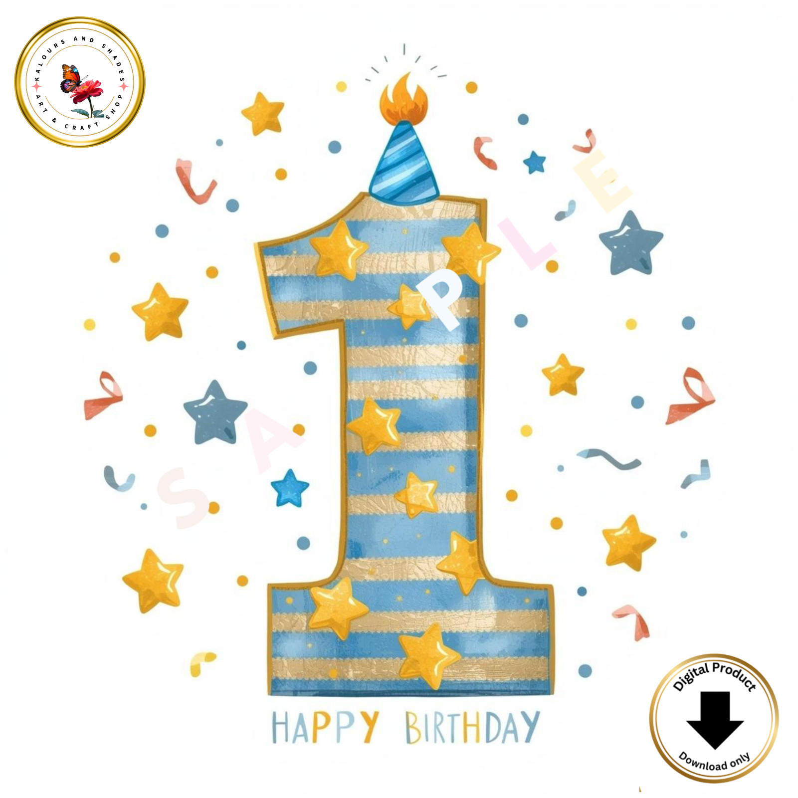 New First Birthday Digital Birthday Card Printable shareable
