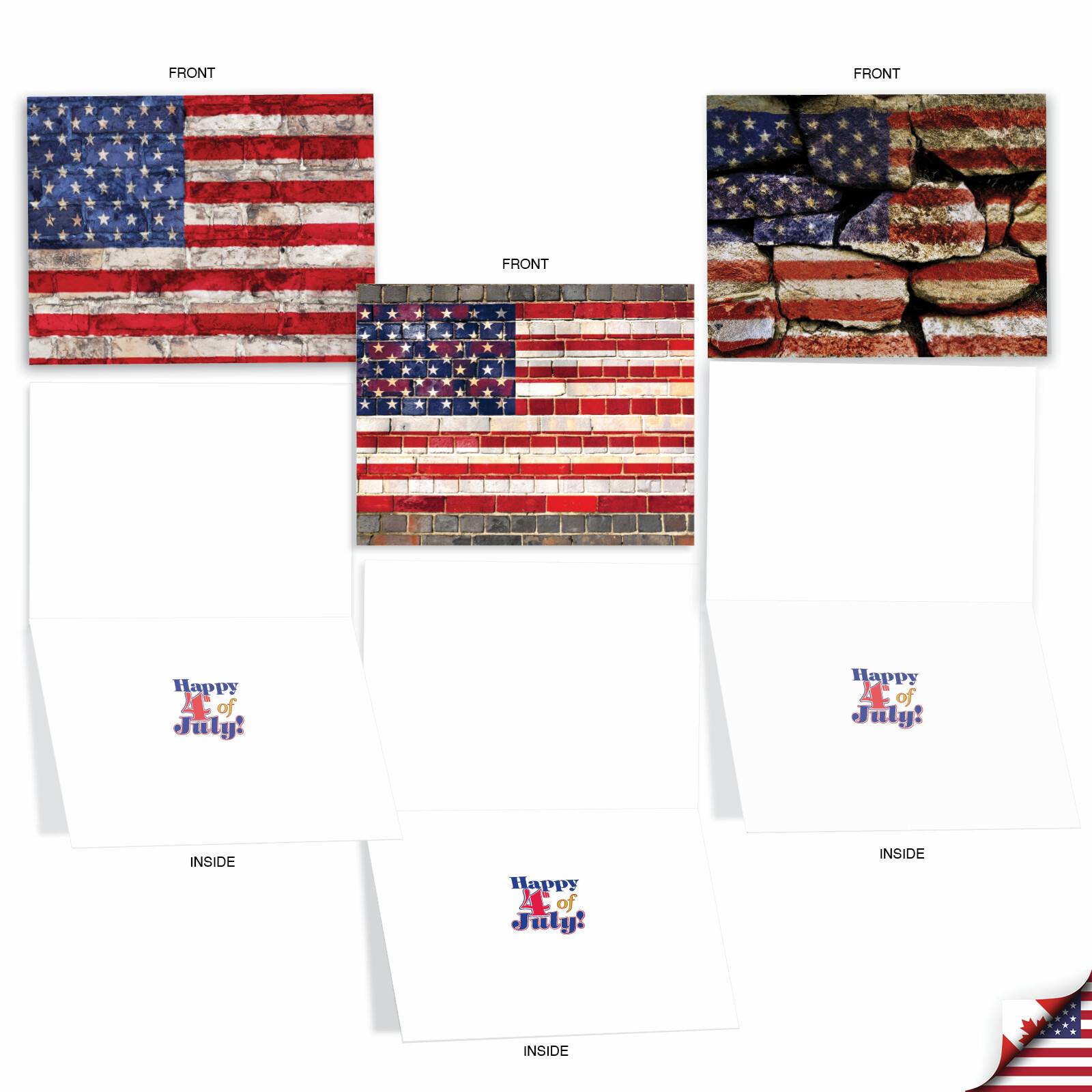 10 Assorted Flag Note Cards – 4th of July, Patriotic AM2013FJG-B1x10