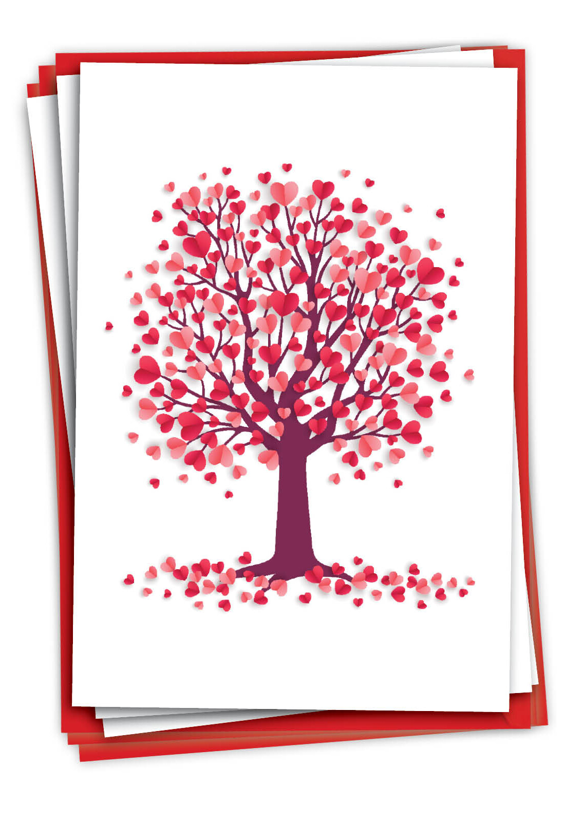 Pack of 3 Valentine’s Day Cards w/ 5×7″ Envelopes (1 Design) – Love Trees