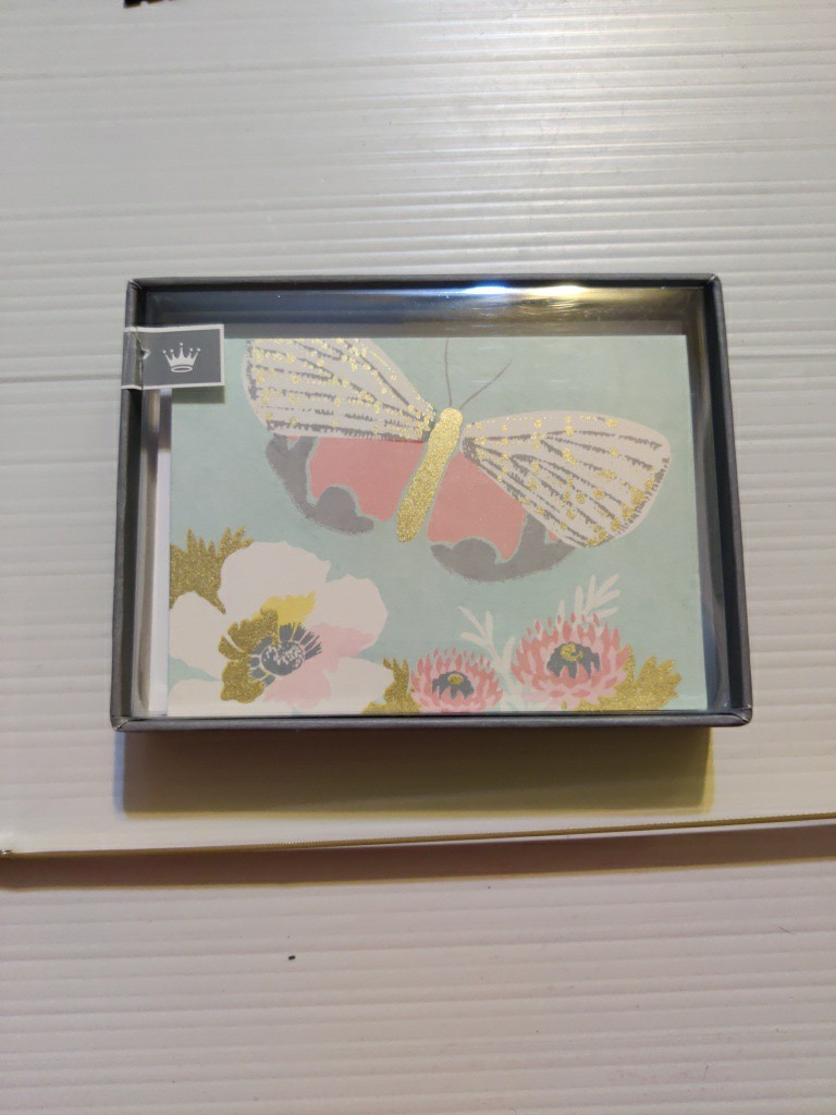 Hallmark Note Cards Butterfly Flowers Pastels 10 Cards Blank Inside New