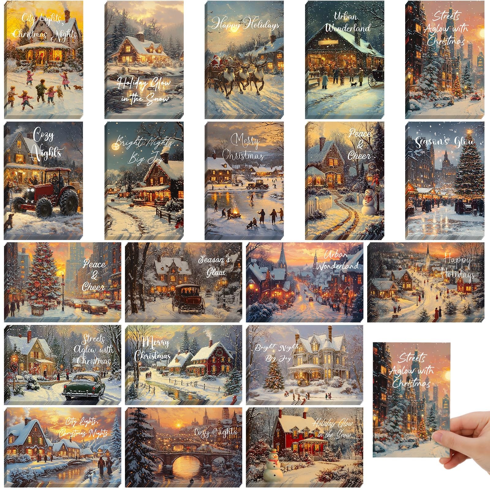 Nuanchu 80 Pcs Vintage Christmas Cards Bulk 4 x 6 Inch 4×6 inches, Colorful