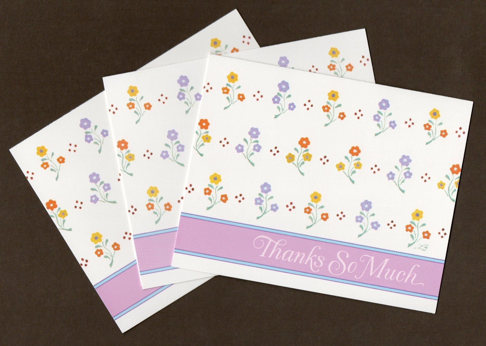 3 Current Inc. Thank You Note Cards, Floral Print, Blank Inside, Vintage Retro