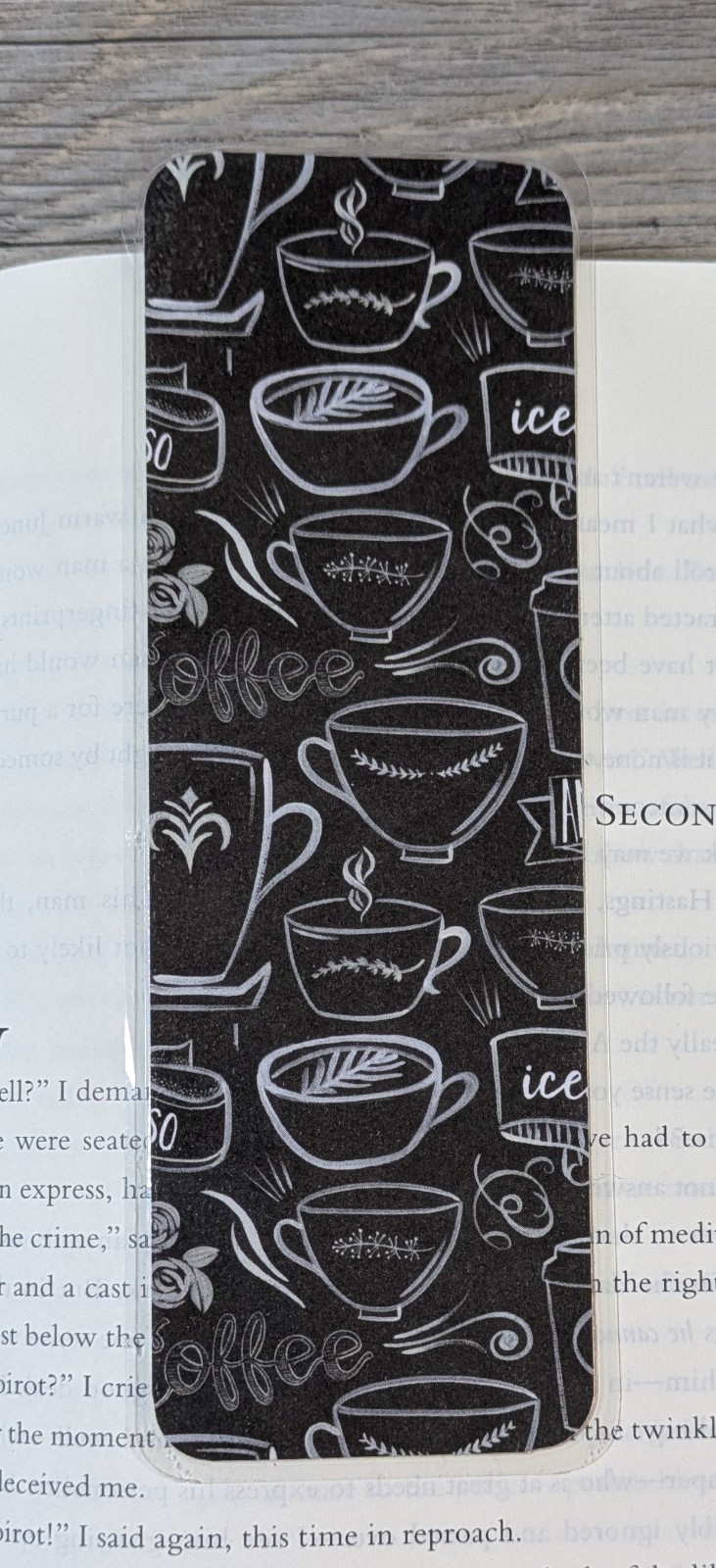 Coffee Themed Paper Laminated Bookmark – Chalkboard Coffee Cups