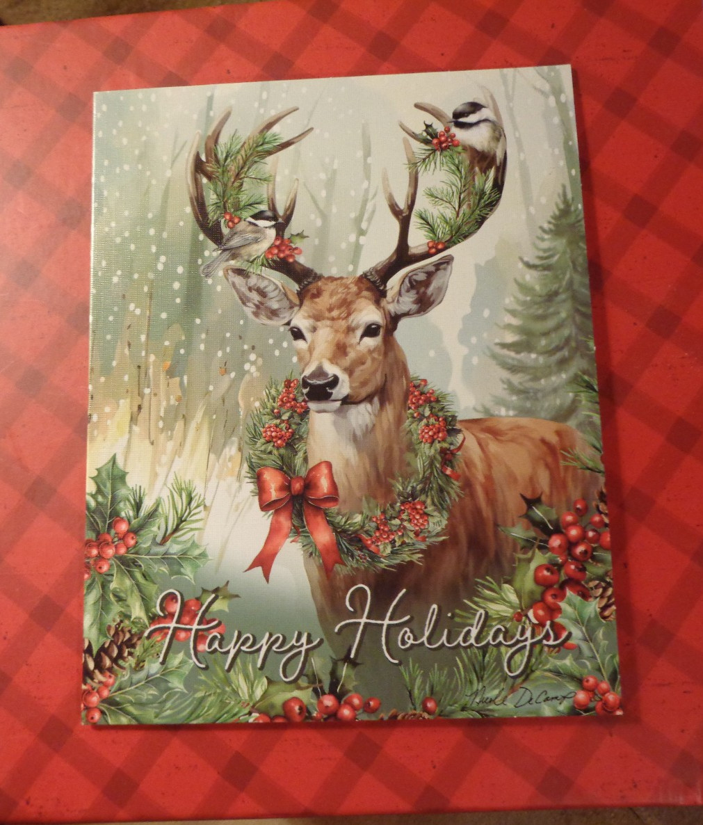 Lot of 6 Deer in the snow Christmas greeting cards with design envelopes#66