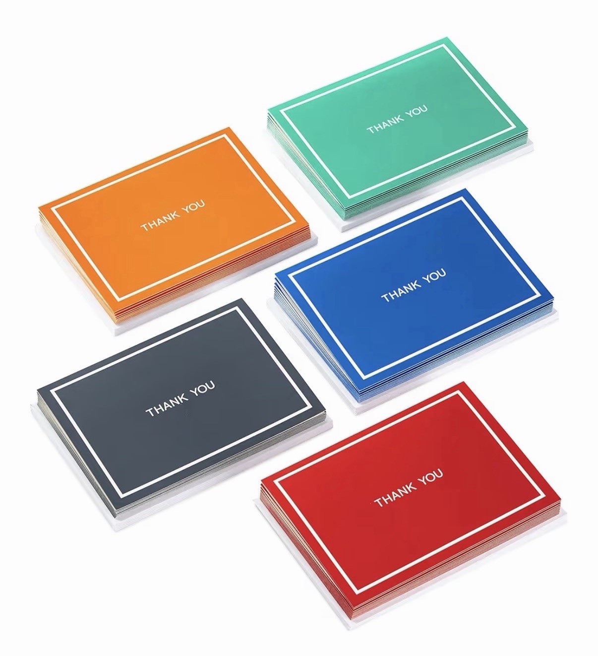 Hallmark Thank You Cards Assortment, Red, Green, Blue, Black, Orange (50 Cards)