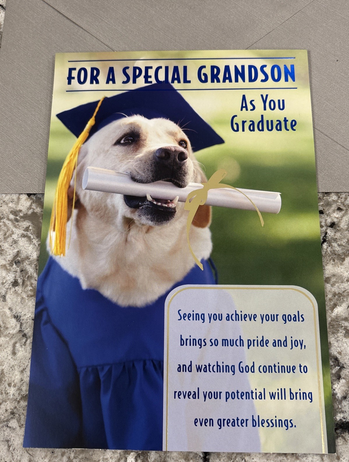 Graduation Grandson As You Graduate Retriever 5.5”x8” Religious Greeting Card