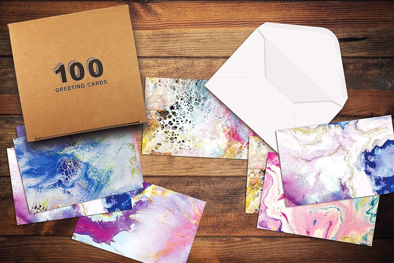 100-Pack Blank Note Cards, Abstract Art Designs