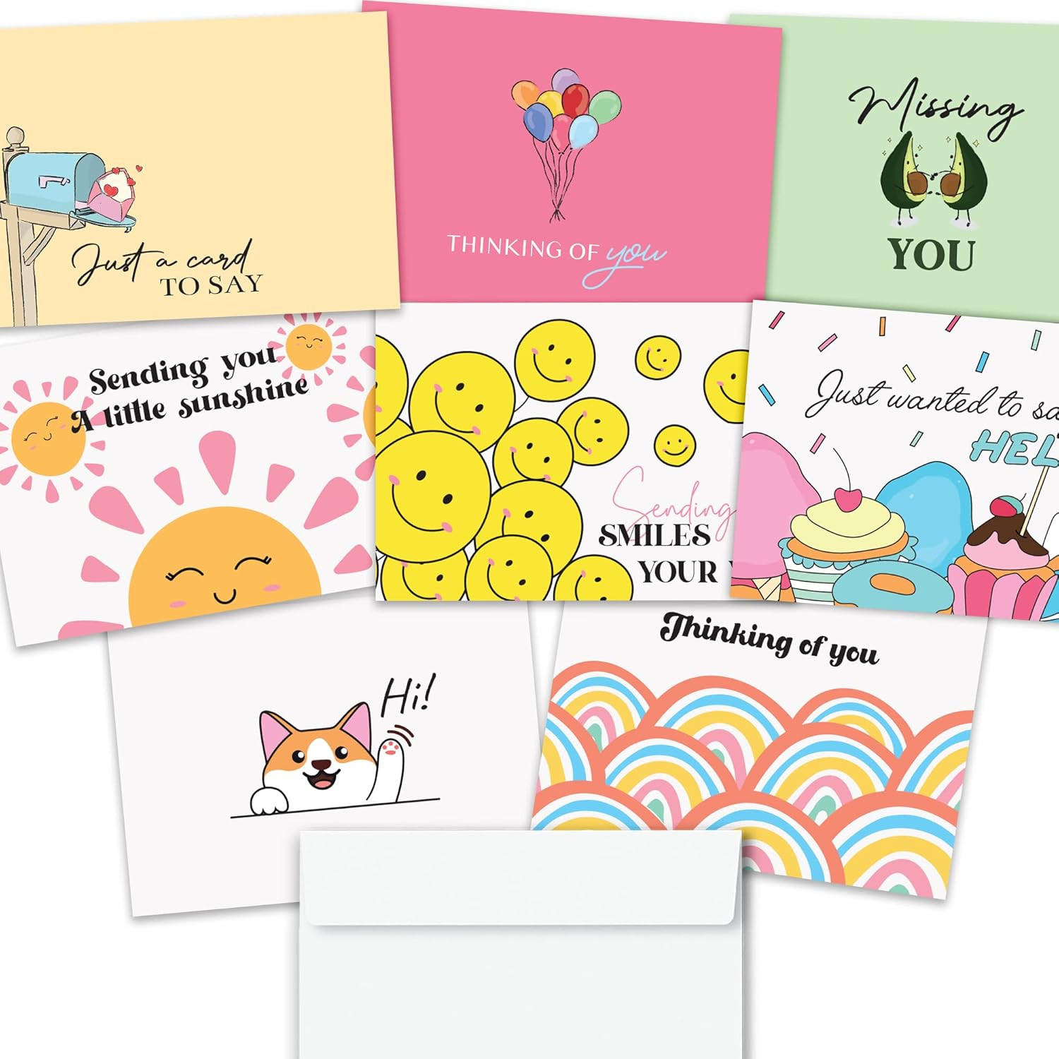 24 Thinking of You Cards with Envelopes – Beautiful Encouragement Cards with 8 D