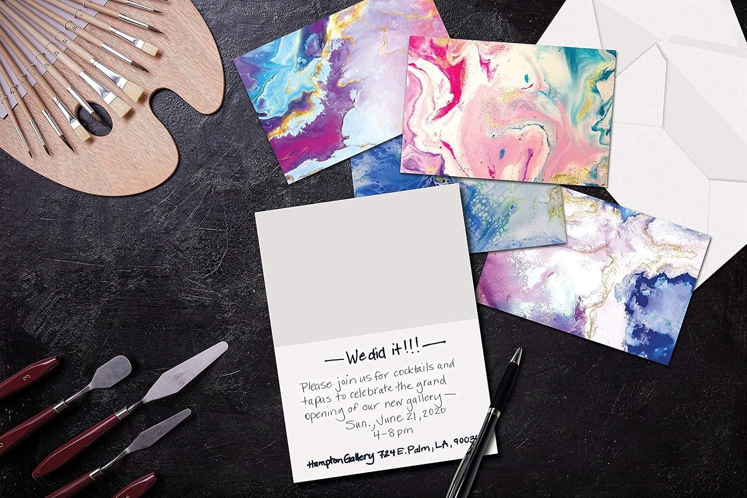 100-Pack Blank Note Cards, Abstract Art Designs