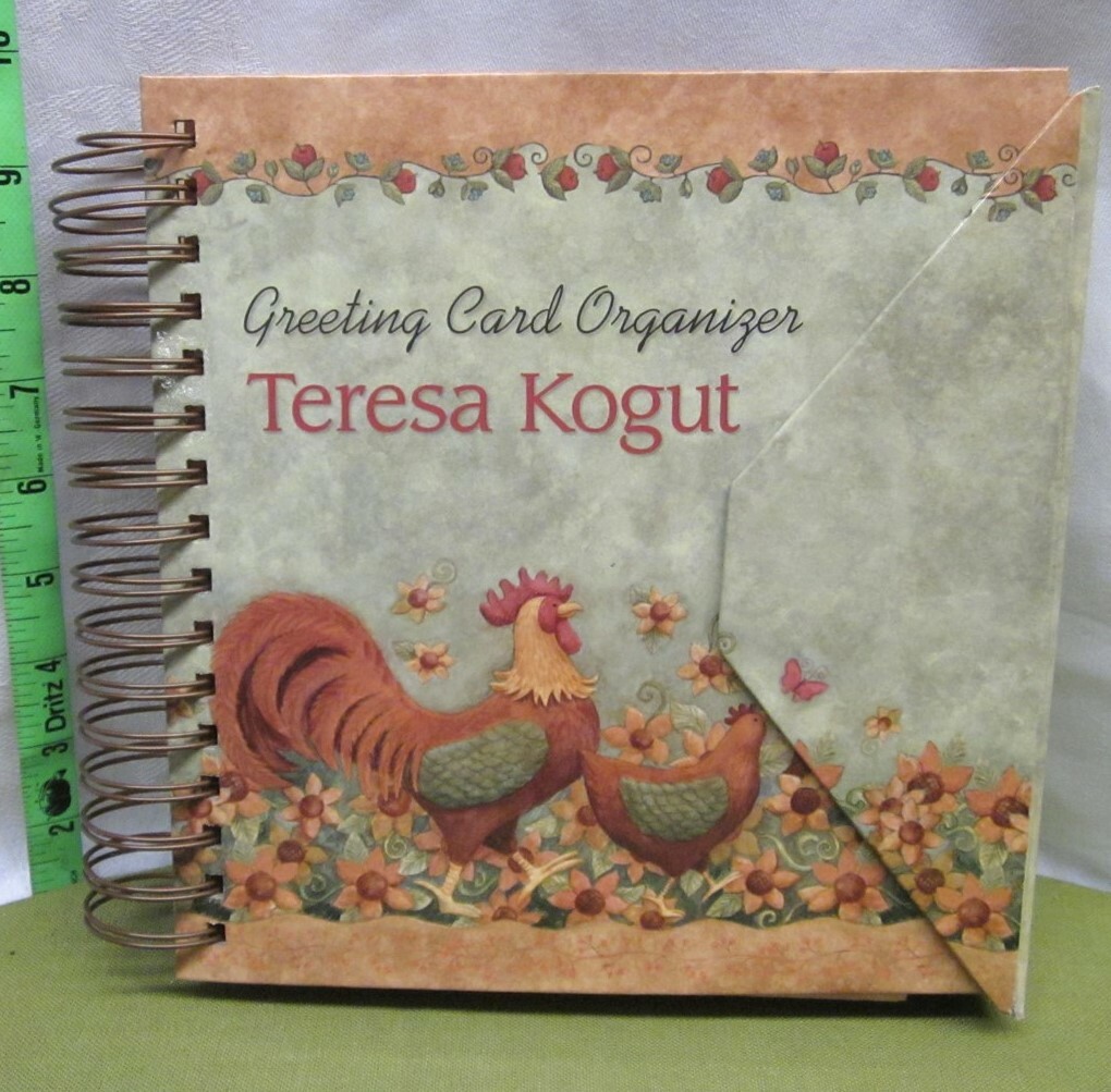 TERESA KOGUT Michigan folkart Greeting Card Organizer w/ cards 2005 primitive