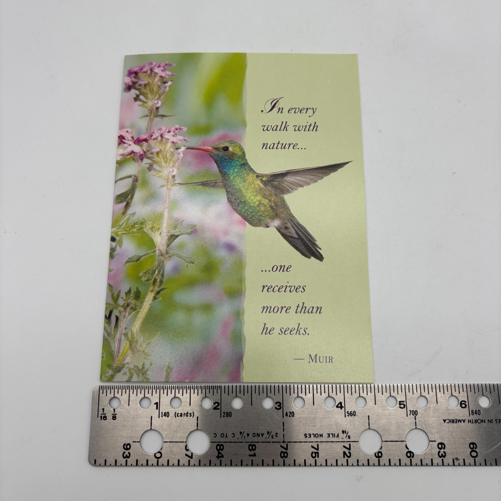 Hummingbird Notecard with John Muir Quote National Wildlife Federation