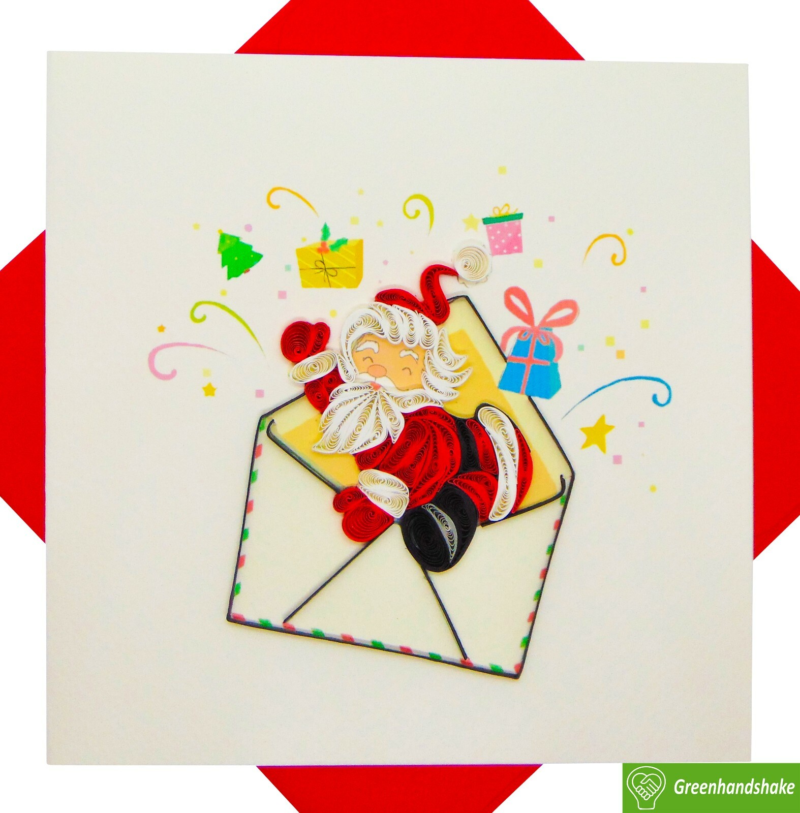 Santa Mail Quilling Greeting Card – Unique Dedicated Handmade Art