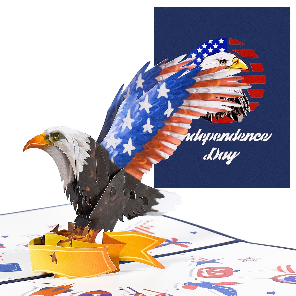 CNLITIHEKA Independence Day Cards, 3D 6 inches x 7.9 inches, multicolor