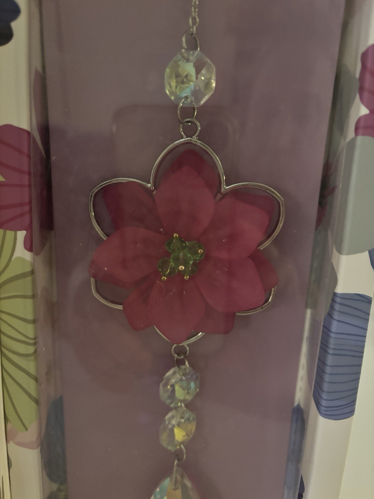 Thank You Card With Dangling Flower and Jewel Suncatcher