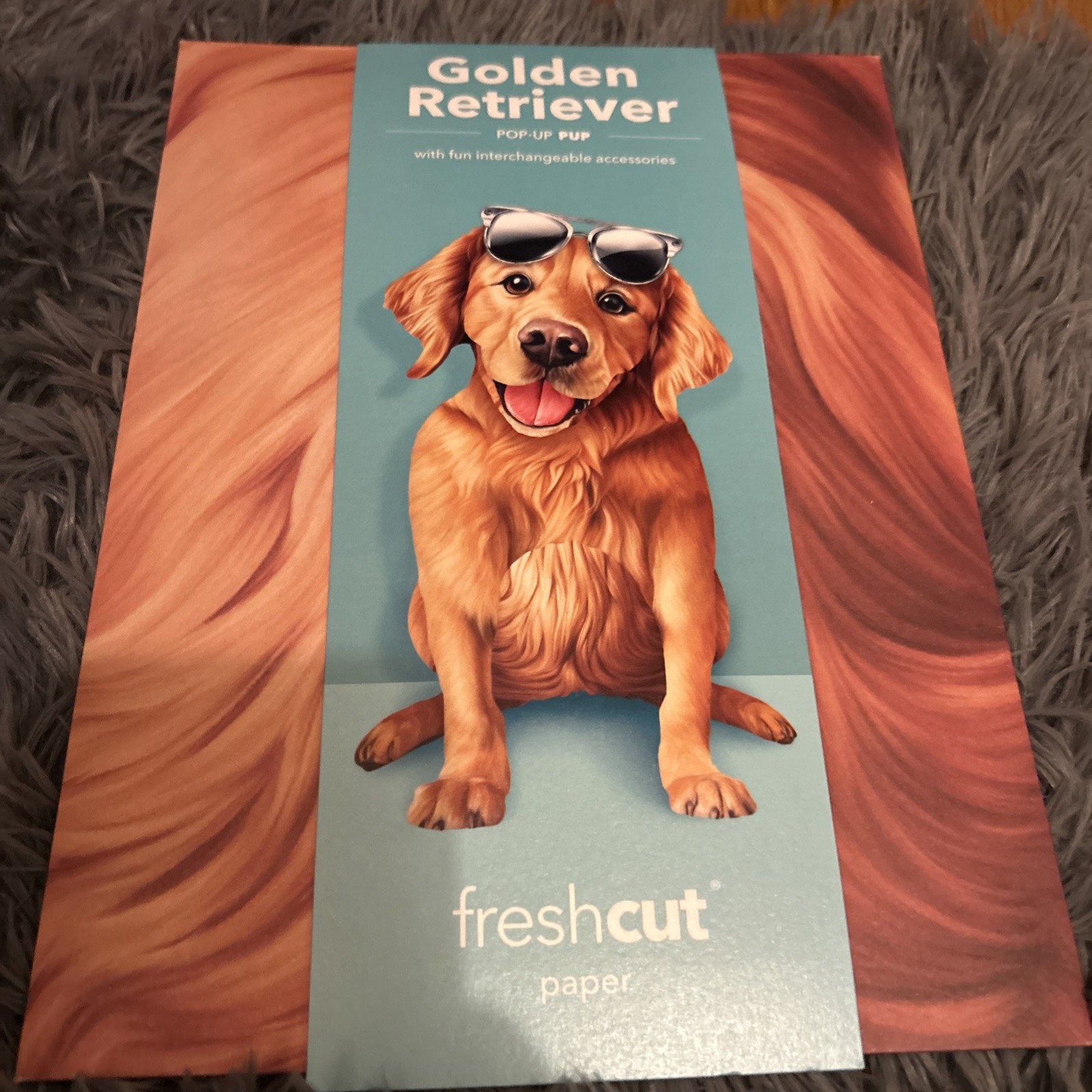 Fresh Cut Paper Pop Up Pup 3D Pet Note Card Gift for Dog Lovers Golden Retriever