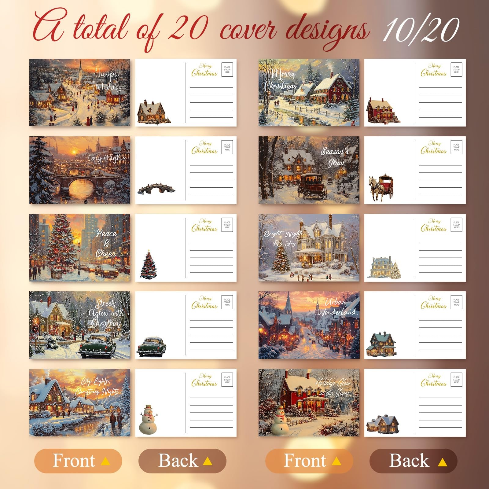 Nuanchu 80 Pcs Vintage Christmas Cards Bulk 4 x 6 Inch 4×6 inches, Colorful