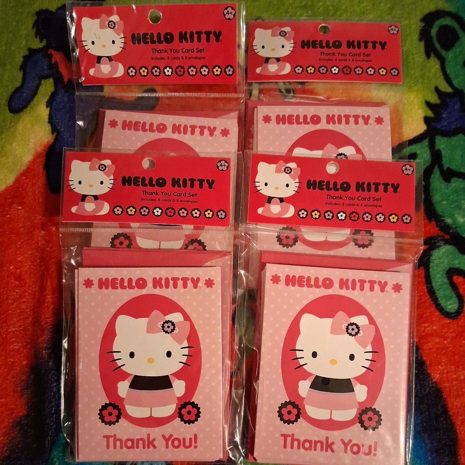 Hello Kitty Thank You Cards & Envelopes 4 Packs 8 in each