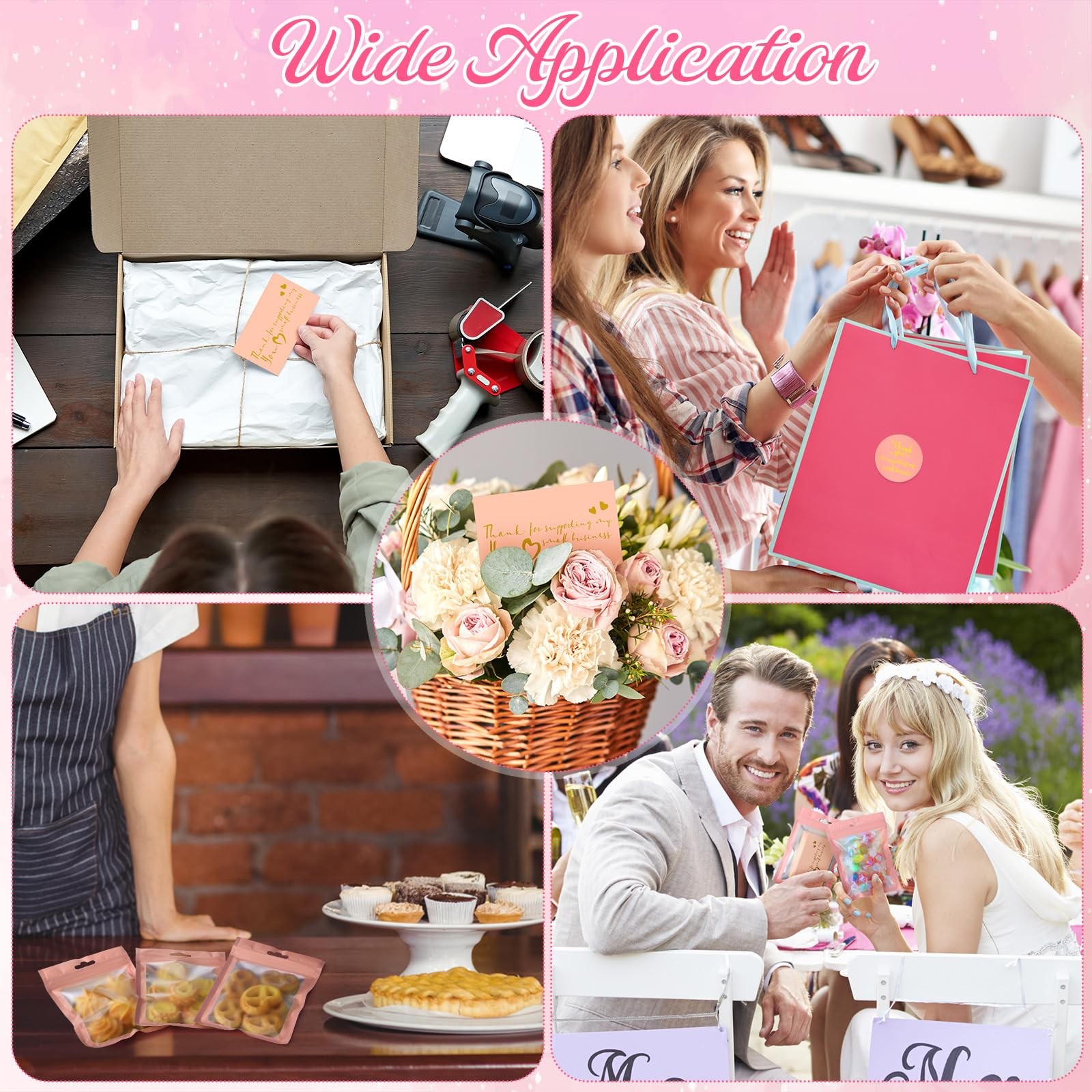 2280 Pcs Thank You Cards and Stickers Gifts Shipping Small Business Pink