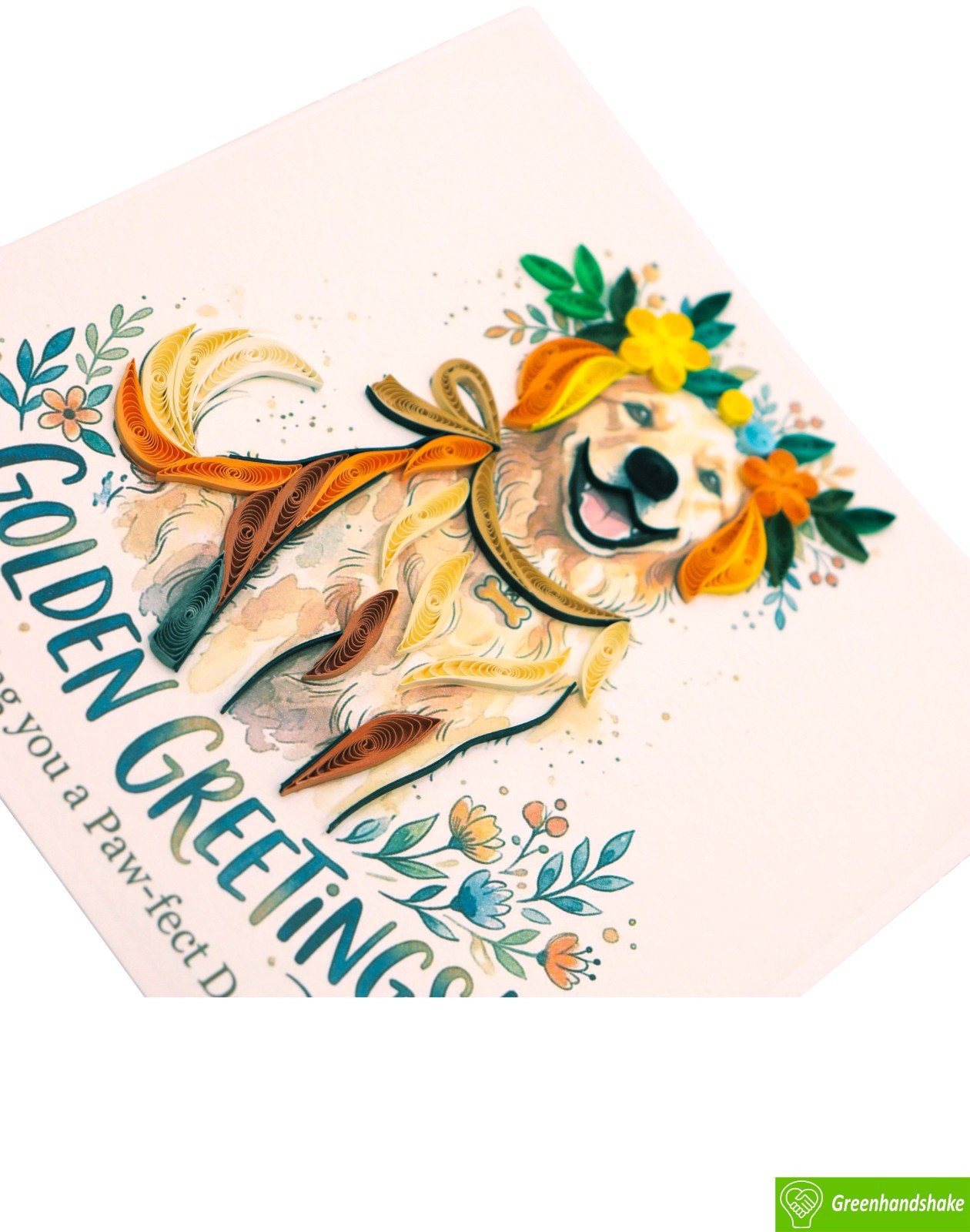 Love is a Golden Retrieve Quilling Greeting Card – Unique Dedicated Handmade Art