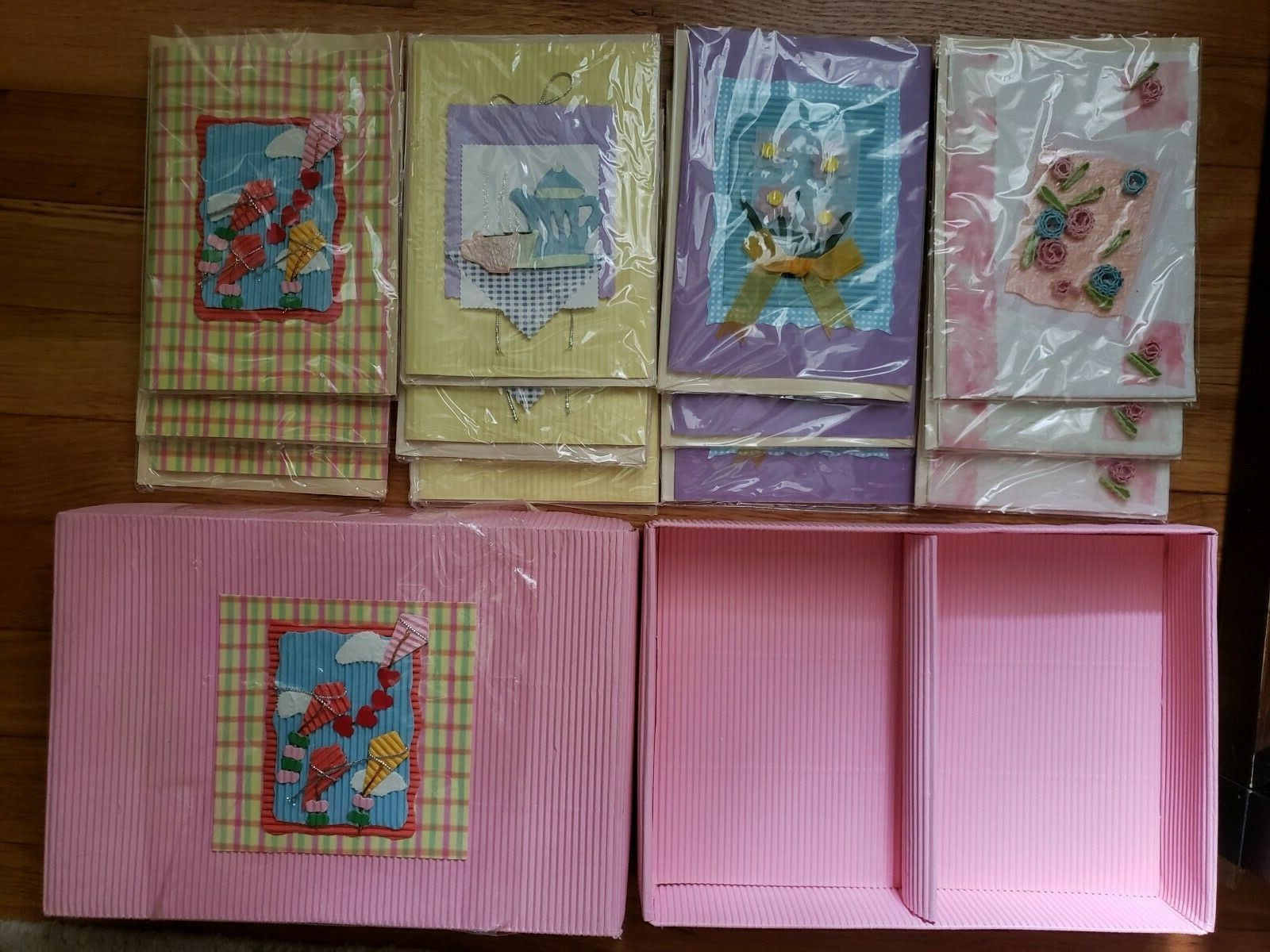 NEW SET of 12 HAND-MADE PAPER BLANK NOTE CARDS and ENVELOPES in BOX