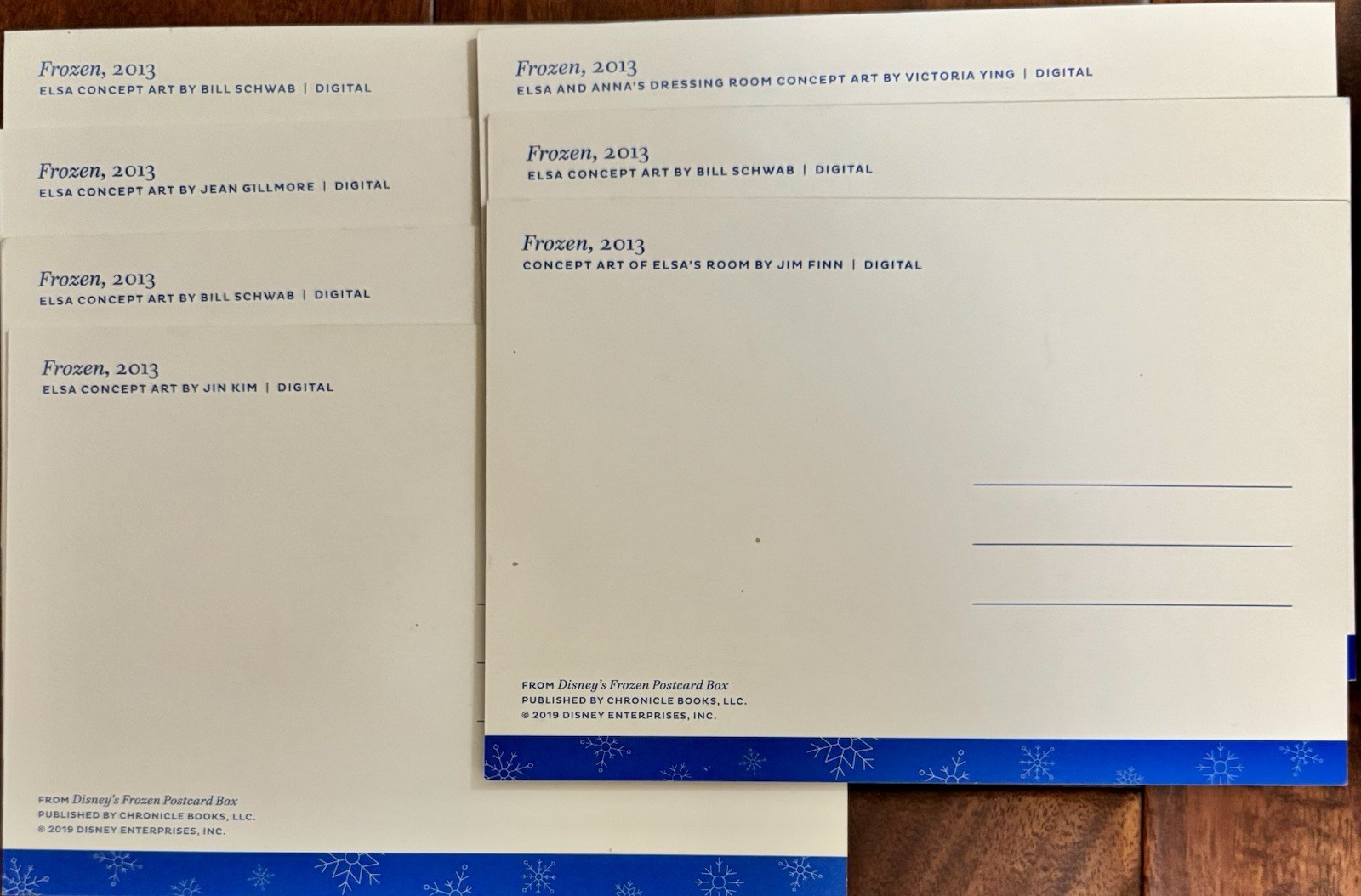 Lot (7) Frozen 2013 Elsa Concept Art 5.75”x 3.75” Postcards 2019 Disney Ent.Inc.