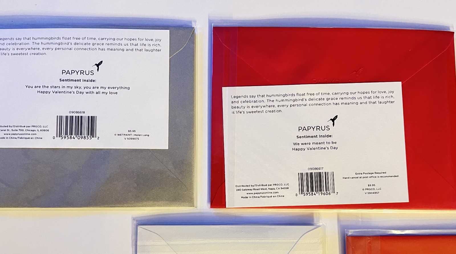 NEW SEALED LOT OF 5 PAPYRUS VALENTINE’S DAY GREETING CARDS $36.75 VALUE
