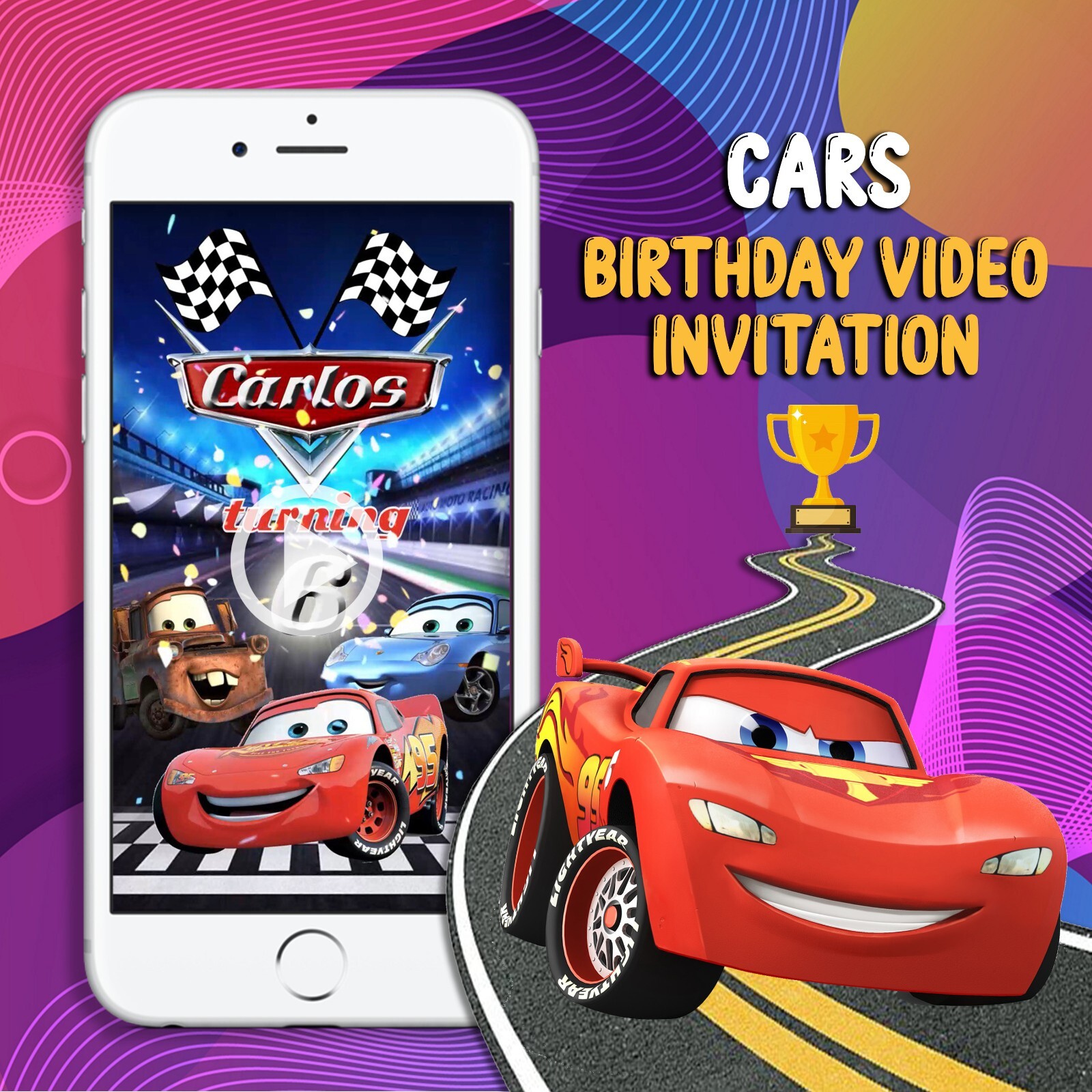 Cars Birthday Party Video Invitation, Cars Animated Video Invitation