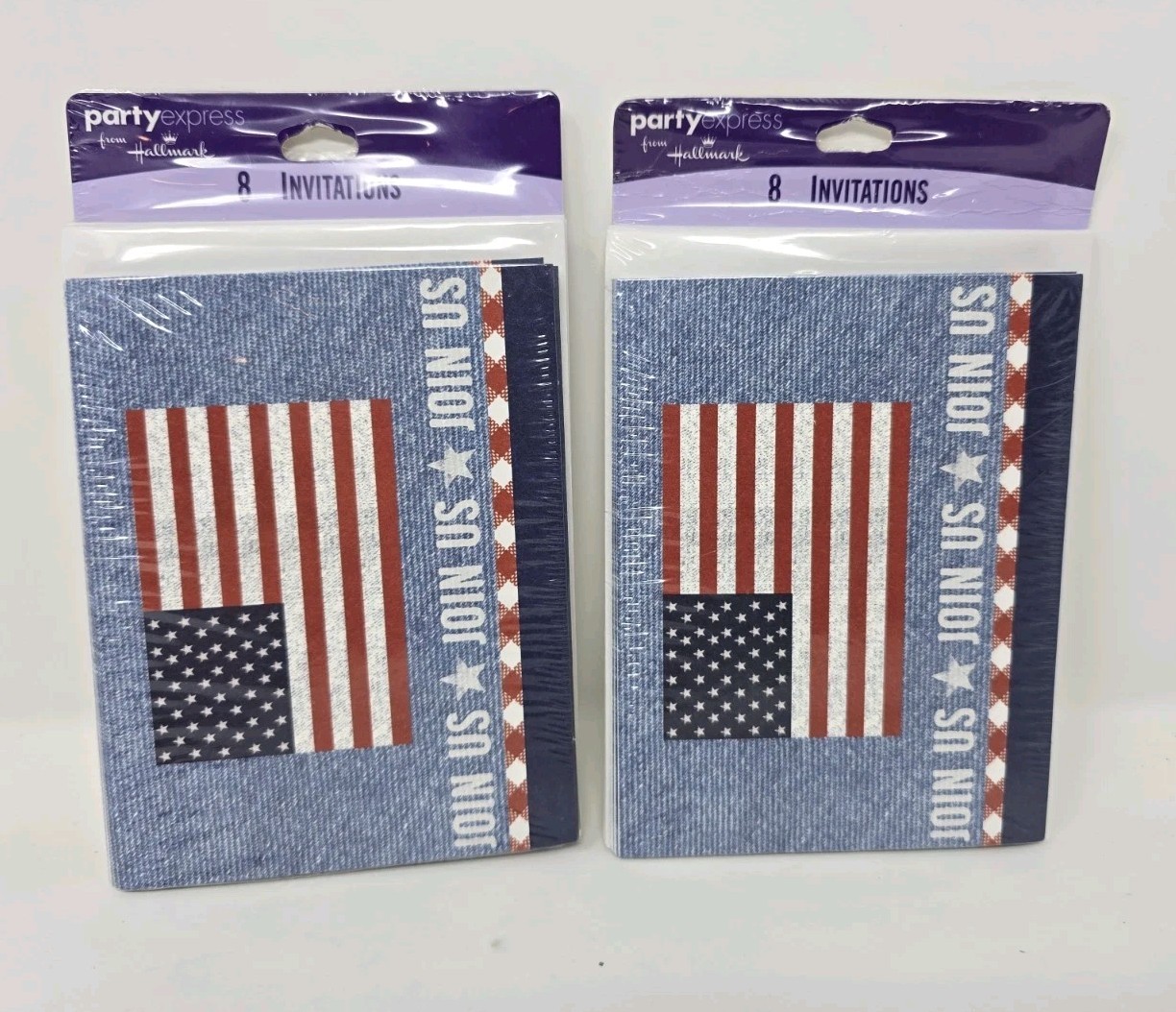 Vtg Hallmark Patriotic American Flag Invitations Fourth 4th Of July-16 Ct
