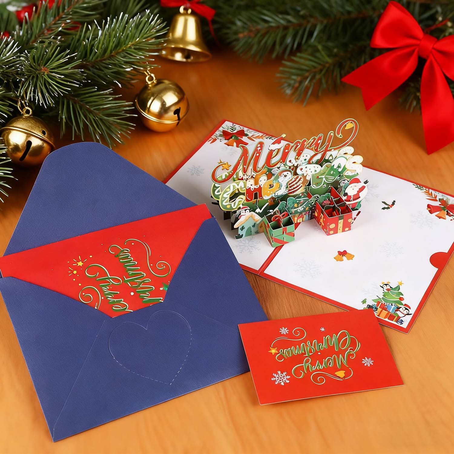 2Pcs 3D Pop-Up Christmas Cards with Santa &Snowman Designs Festive Holiday Gifts