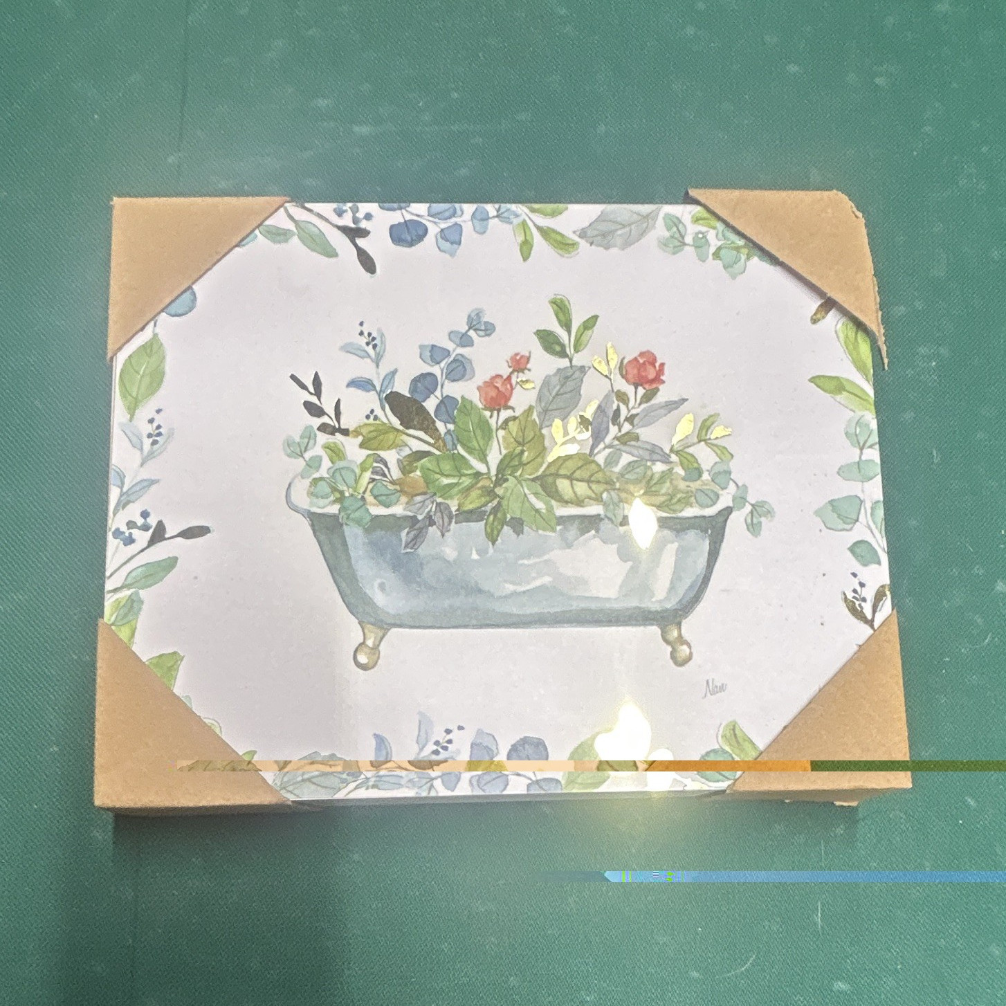 Floral Bathtub Illustration Folded Greeting Card, Multicolor, All Occasions
