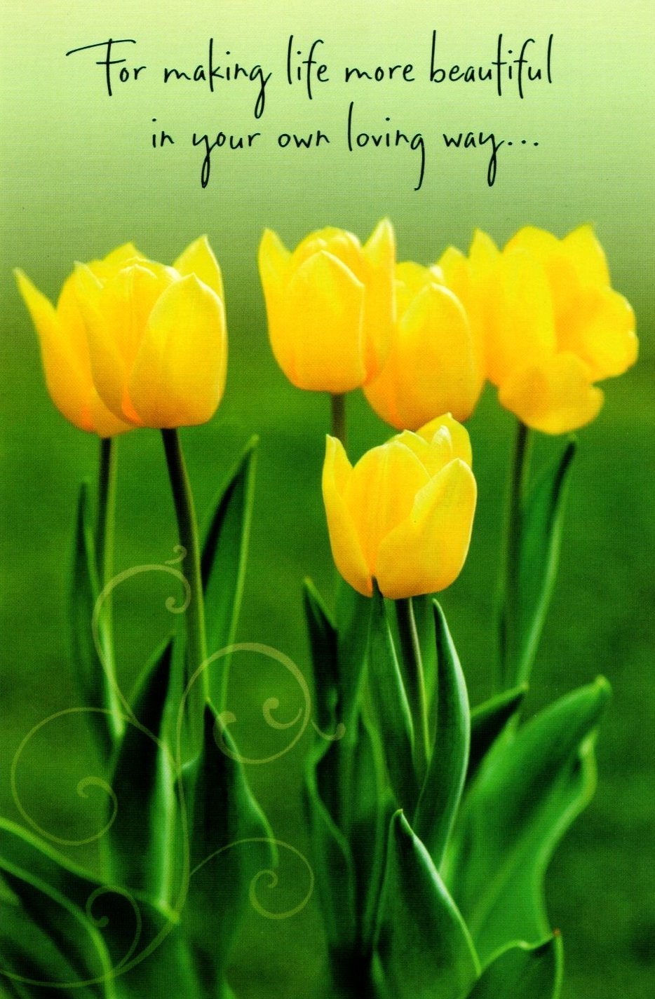 Happy Easter Yellow Field of Tulip Tulips Beautiful Life Greeting Card