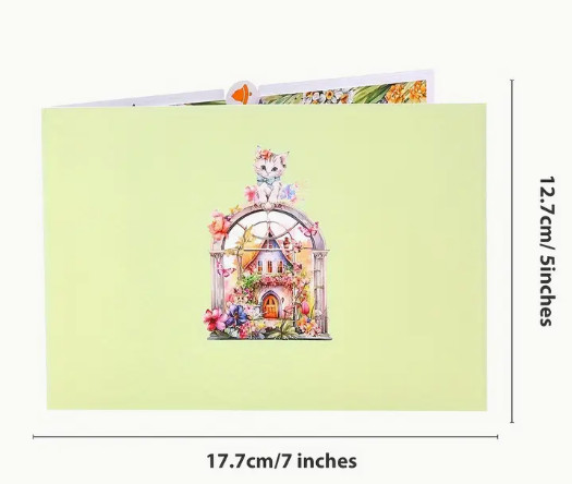 3D POPUP CARD-Floral Cat Garden – Perfect for All Occasions