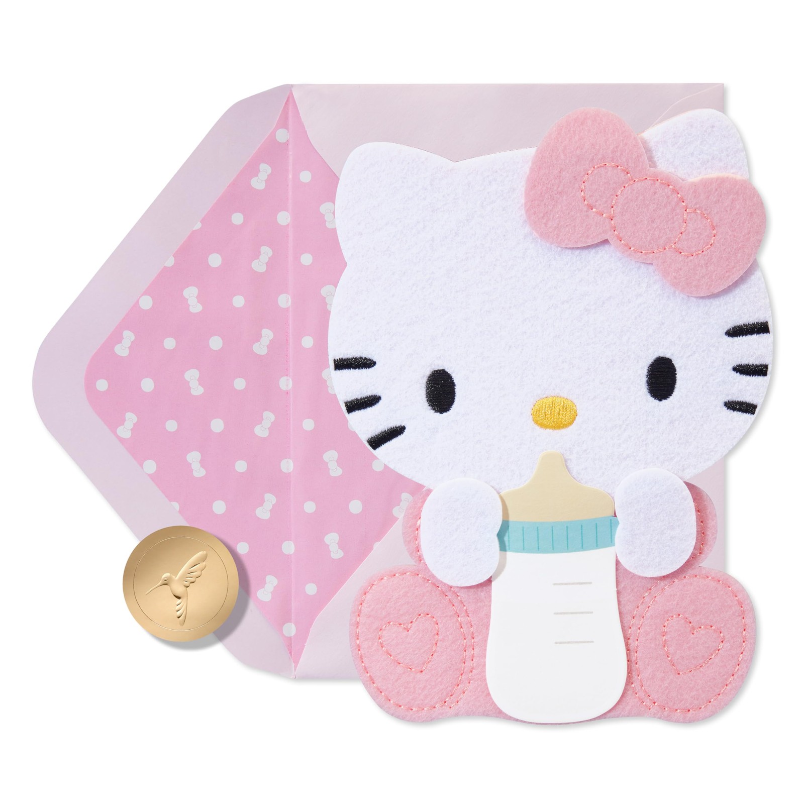 Hello Kitty Baby Girl Greeting Card With Felt Attachments And Envelope